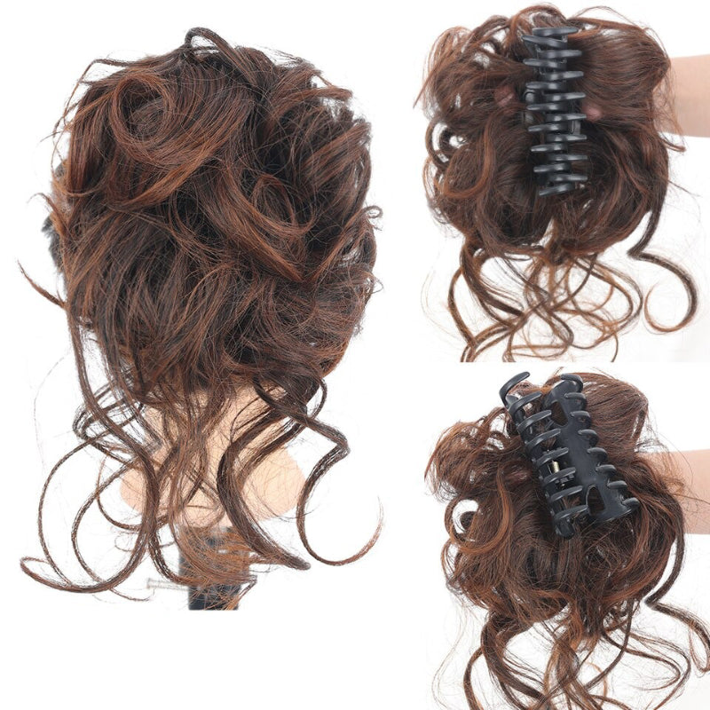 NEGJ Claws Clip In Messy Hair Bun Curly Clip In Claws Hairpieces